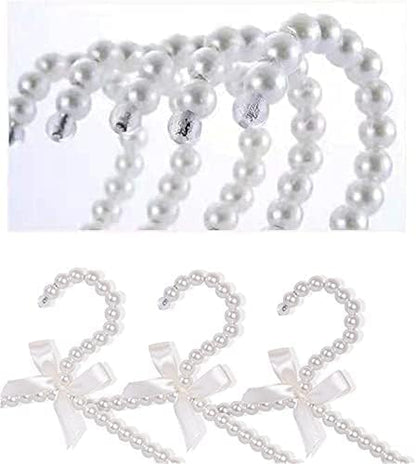 10PCS Pearl Beaded Clothes Rack Large Bowknot Wedding Shop Daily Pants Hangers 1#