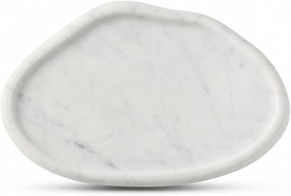 Koville Luxurious Natural Marble Vanity Tray for Home Decor, Cloud Shape Serving Stone Key Tray, 10" x 7" Marble Storage Trays for Bathroom, Stone Plate for Perfume, Candle and Jewelry（Bianco Carrara）