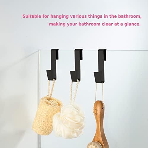 Towel Hook, Over Glass Door Hook for Bathroom, Suit for Frameless Glass Shower Door 0.39" (10 mm) Stainless Steel Matte Black, 3 Pack - Image 2