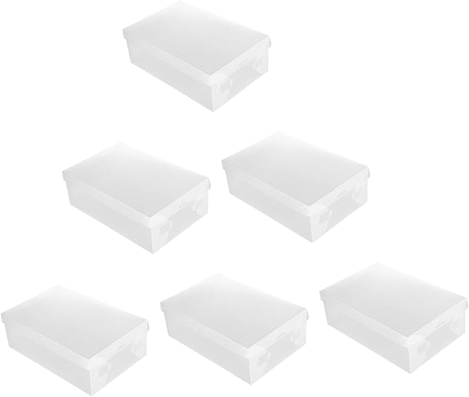 COHEALI 6PCS Transparent Shoe Boxes Plastic Storage Containers with Flip Lid Stackable Organizer for Home and Shop Shoe Storage