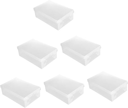 COHEALI 6PCS Transparent Shoe Boxes Plastic Storage Containers with Flip Lid Stackable Organizer for Home and Shop Shoe Storage