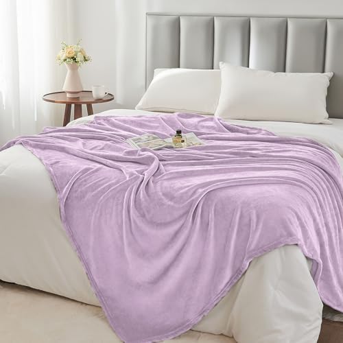BEDELITE Fleece Blanket Soft Plush King Size Bed Blanket Lilac 108"x90" - Image 5