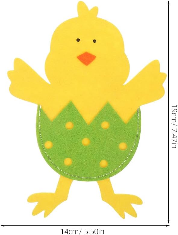 12 Pcs Easter Chick Cutlery Holders, Felt Easter Tableware Pouches in 4 Assorted Colors, Cute Chick Eggshell Silverware Pockets for Party Table Decorations, Kitchen Dining & DIY Craft