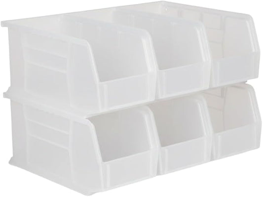 Hudson Exchange 11" x 5-1/2" x 5" (6 Pack) Plastic Stackable Storage Bin and Hanging Container, Clear