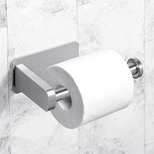 VAEHOLD Toilet Paper Holder Self Adhesive Kitchen Washroom Adhesive Toilet Roll Holder No Drilling for Bathroom Stick on Wall Stainless Steel Brushed Silver, 2 Pack - Image 2
