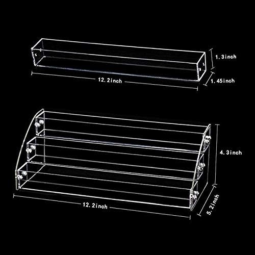 3 Tiers 2PCS Clear Acrylic Nail Polish Holder Essential Oils Stand Lipstick Makeup Desktop Organizer Candy Storage Retail Store Display Brochure Space Saver Agentia Container Exhibition Sample Show
