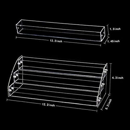 3 Tiers 2PCS Clear Acrylic Nail Polish Holder Essential Oils Stand Lipstick Makeup Desktop Organizer Candy Storage Retail Store Display Brochure Space Saver Agentia Container Exhibition Sample Show