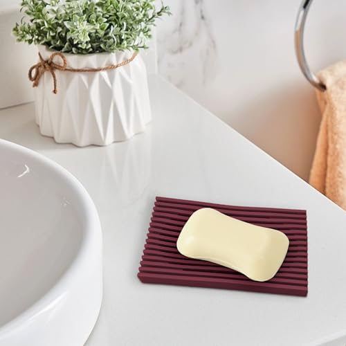 Aoheuo Modern Minimalist Soap Dish (2Pack),Drainage Silicone Soap Holder,5.5 Long by 3.15 Wide,0.55 inches high,Used for Kitchen,Bathroom,and Bar Sink(Red,Blue) - Image 7