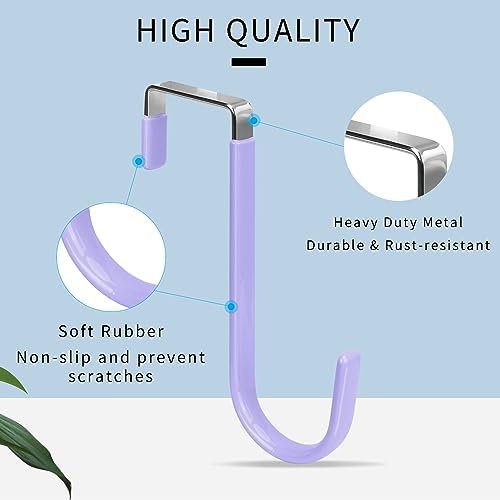 FYY Over the Door Hooks, Single-Hanger 4 Pack, Fits Doors 1 3/8" Lavender - Image 3