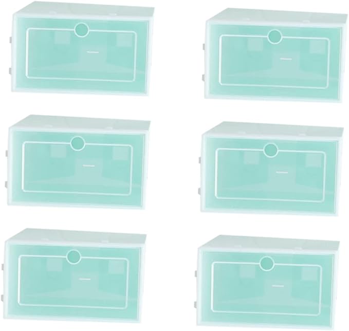 6pcs Sturdy Stackable Shoe Box Storage Containers Lids for Closet Entryway under Clothing Rack Home and Office