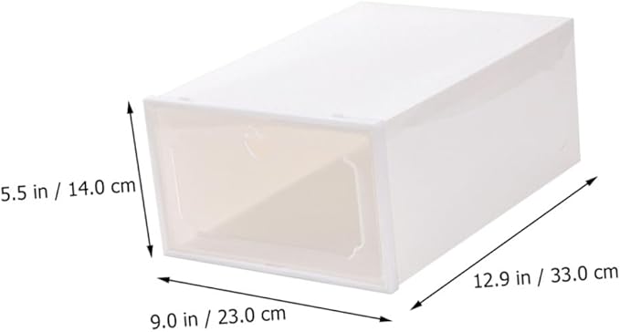 Creative Shoes Box Large Capacity Storage Case with Lid, Thickened Plastic Drawer-type Shoe Organizer for Closet, 6pcs Set, Pearl White