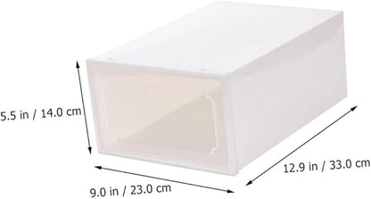 Creative Shoes Box Large Capacity Storage Case with Lid, Thickened Plastic Drawer-type Shoe Organizer for Closet, 6pcs Set, Pearl White