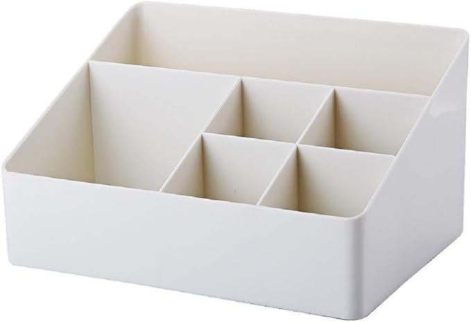 Granvela Home Organizer Bedside Table Organizer Makeup Organizer |Cosmetics Storage Box - 6 Compartments (White)