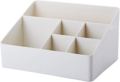 Granvela Home Organizer Bedside Table Organizer Makeup Organizer |Cosmetics Storage Box - 6 Compartments (White)