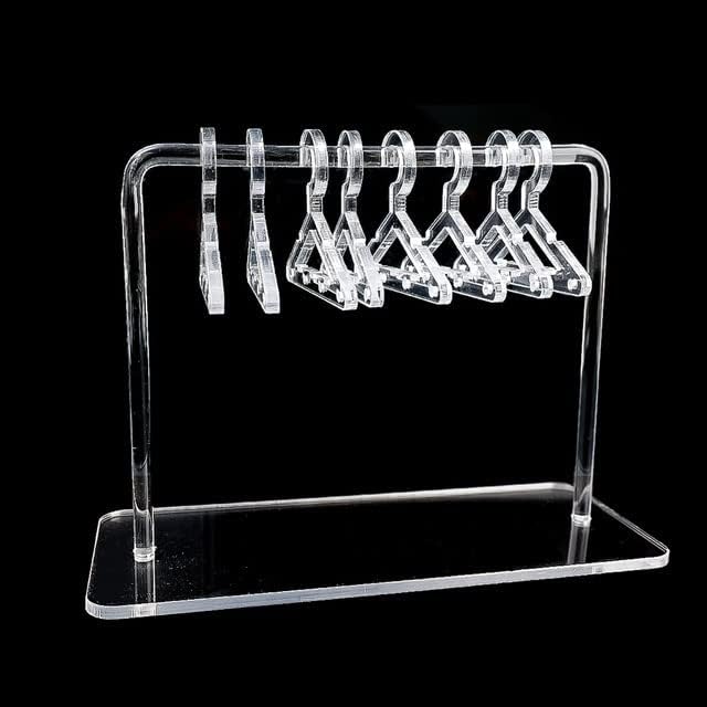 Earring Hanger Rack with 8 Mini Coat Hangers, Acrylic Earring Holder Display Stand, Ear Studs Hanging Earrings Organizer For Women Girls, Transparent