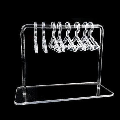 Earring Hanger Rack with 8 Mini Coat Hangers, Acrylic Earring Holder Display Stand, Ear Studs Hanging Earrings Organizer For Women Girls, Transparent