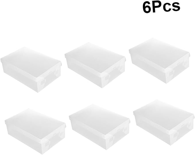 CHILDWEET 6pcs Shoe Storage Case Lids Plastic Shoe Boxes for Home Closet Office Dustproof