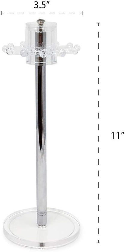 Isaac Jacobs Clear Acrylic Necklace Holder (12 Rotating Hooks) – Hanging Chain Organizer, Sleek & Sturdy Stand for Jewelry – Storage Solution- Bedroom- Bathroom - Countertop - Nightstand