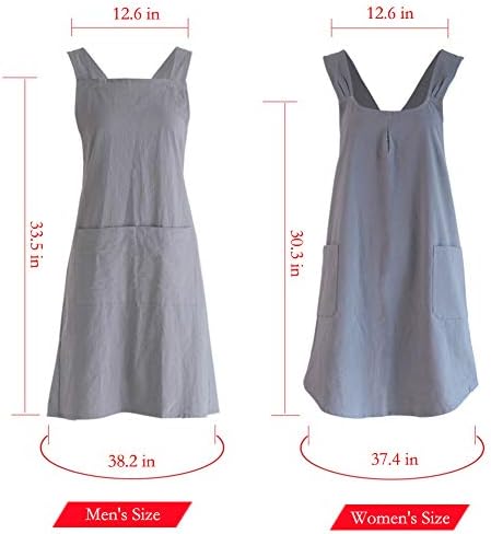 NEWGEM Japanese Cotton Linen Cross Back Cooking Apron for Women Men with Pockets Cute for Baking Kitchen - Image 5