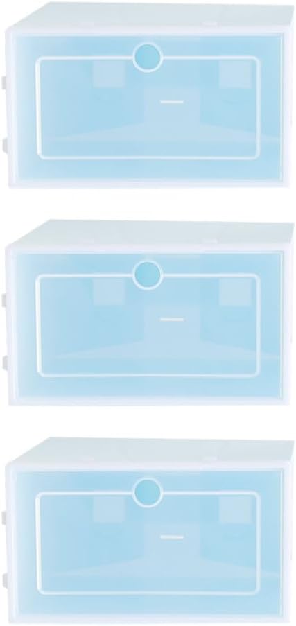 PRETYZOOM 6pcs Stackable Shoe Storage Boxes Large Size Blue Plastic Thicken Shoe Containers for Closet Organization and Home Storage