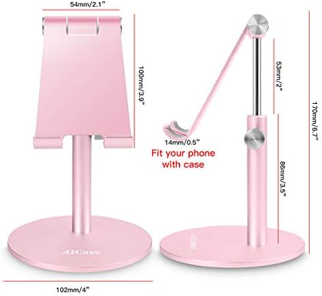 AICase Adjustable Tablet/Phone Stand, Telescopic Adjustable iPad Stand Holder,Universal Multi Angle Aluminum Stand Compatible with Smart Cell Phone/Tablet/iPad(4-13 inch), Rose Gold - Image 6