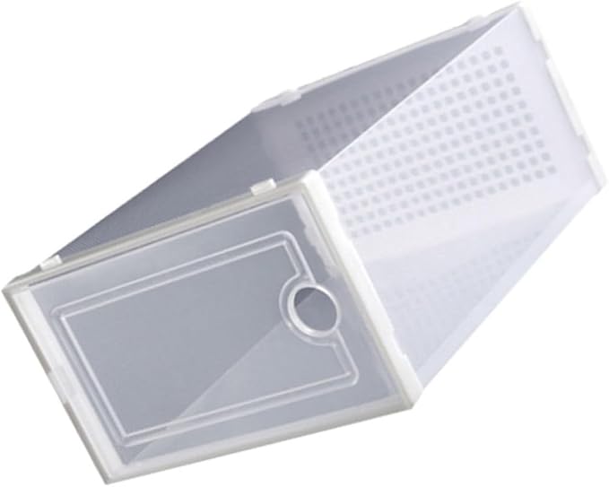Uonlytech 2PCS Transparent Drawer Shoe Storage Boxes Stackable Plastic Organizer for Dormitory Home Use White PP Material Wear-resistant Lightweight and Space-saving Shoe Rack