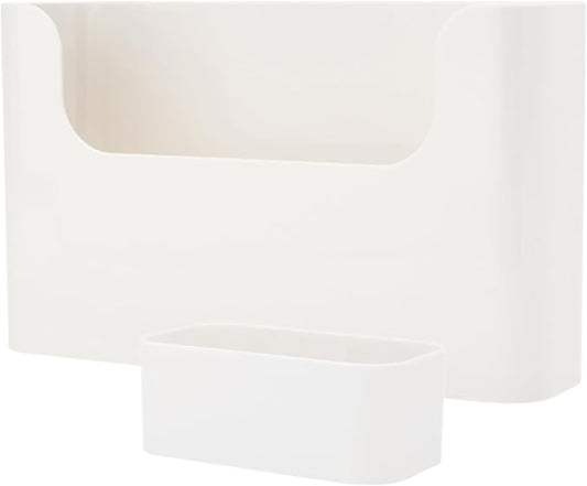 Adhesive Cabinet Door Organizer, Bathroom Wall Mount Storage Rack, Bedside Shelf Organizer Door Rack Shelves Holder for Sink Kitchen Bathroom RV Pantry Bedroom Closet Laundry Office (White-2 Pack)
