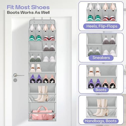 MISSLO Clear Over The Door Shoe Organizer Hanging Shoe Rack for Door Hanger Deep Pocket Sneaker Holder