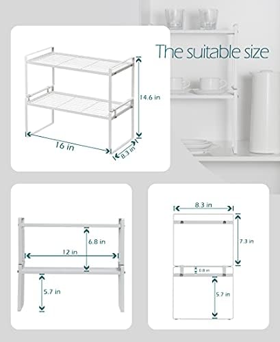 Shantton Cabinet Shelf Organizer, Pantry Shelf Rack, White 16x8.3x7.3 - Image 3