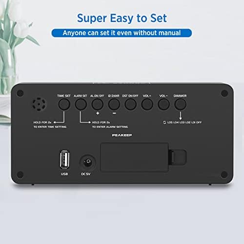 Peakeep Large Digital Alarm Clock for Bedroom Bedside Seniors, 5 Brightness - Image 5