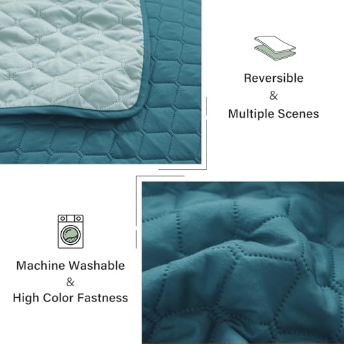 Exclusivo Mezcla Reversible California King Quilt Set, Dusty Teal - Image 6