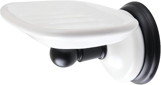 Kingston Brass BA1115MB Victorian Wall-Mount Soap Dish Holder, Matte Black 5.38 x 4.44 x 2.75