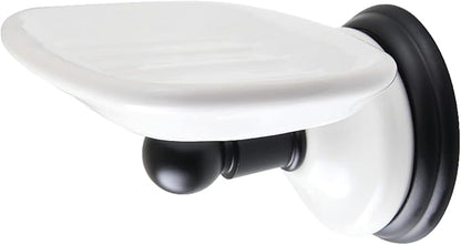 Kingston Brass BA1115MB Victorian Wall-Mount Soap Dish Holder, Matte Black 5.38 x 4.44 x 2.75
