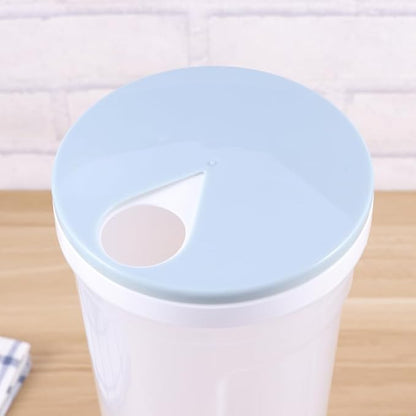 SHOWERORO Clear Plastic Noodles Container with Rotating Lid Multifunctional Food Storage Box for Grains Cereal Beans Nuts Spaghetti Light Blue