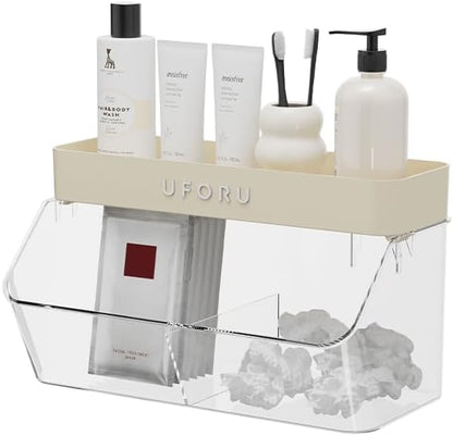 Multi-Functional Wall Mounted Organiser, Stick-On Transparent Shelf, No Drilling Required, Can Be Hung On The Wall/Door, Suitable For Kitchen, Cupboard, Bathroom, Bedroom