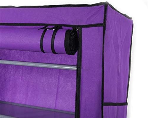 9 Tier, Space Saving Portable Shoe Rack Storage Organizer, 10 Tiers 9 Lattices Non-Woven Waterproof Fabric Cover (Purple, 10 Tiers 9 Lattices)