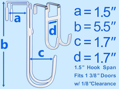Mars-Rock Double Over Door Steel Hooks 2 Pack Fit 1-3/8" Door 5.5" White - Image 2