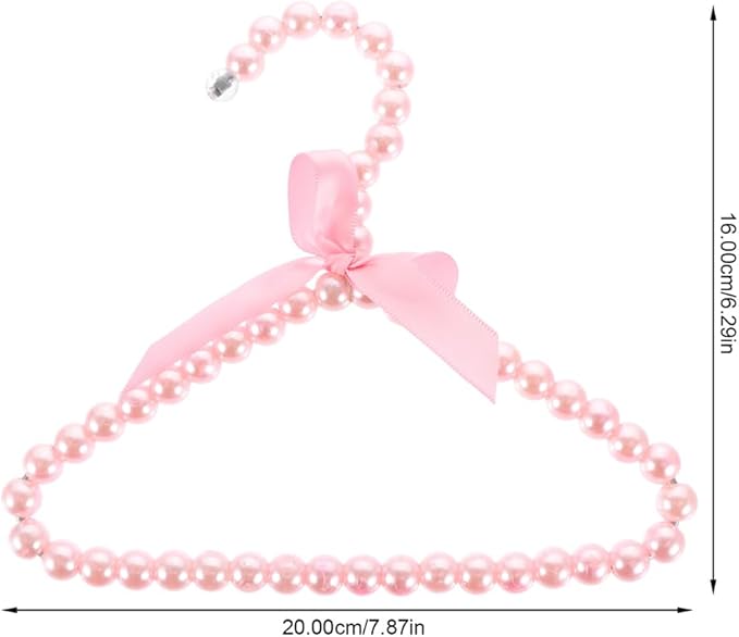 Beavorty Pearl Pet Clothes Hanger Small Dog Coat Rack with Decorative Bow Lightweight Plastic Hangers for Pet Garment Storage 7.87X6.29X0.39In Set of 2