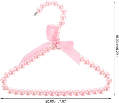 Beavorty Pearl Pet Clothes Hanger Small Dog Coat Rack with Decorative Bow Lightweight Plastic Hangers for Pet Garment Storage 7.87X6.29X0.39In Set of 2