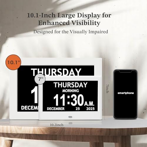 10.1'' Extra Large Digital Clock for Seniors, Calendar Clock with Day&Date - Image 3