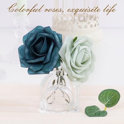 BLEUM CADE 36Pcs Artificial Flowers Fake Foam Roses with Stems for Wedding - Image 4