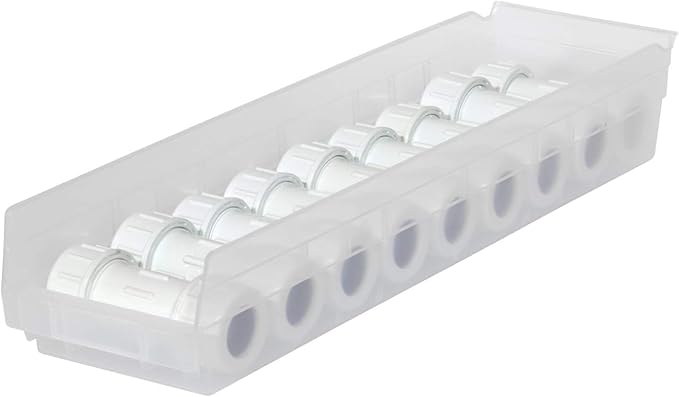 Akro-Mils 30164 Plastic Shelf Bins, Heavy Duty Storage Bins for Garage, Closet, and Drawer Organization, 24-Inch x 6-1/2-Inch x 4-Inch, Clear, 6-Pack