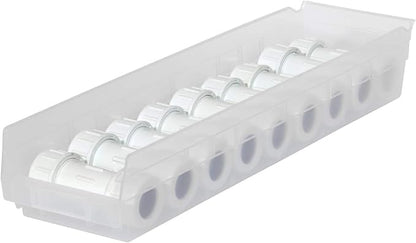 Akro-Mils 30164 Plastic Shelf Bins, Heavy Duty Storage Bins for Garage, Closet, and Drawer Organization, 24-Inch x 6-1/2-Inch x 4-Inch, Clear, 6-Pack