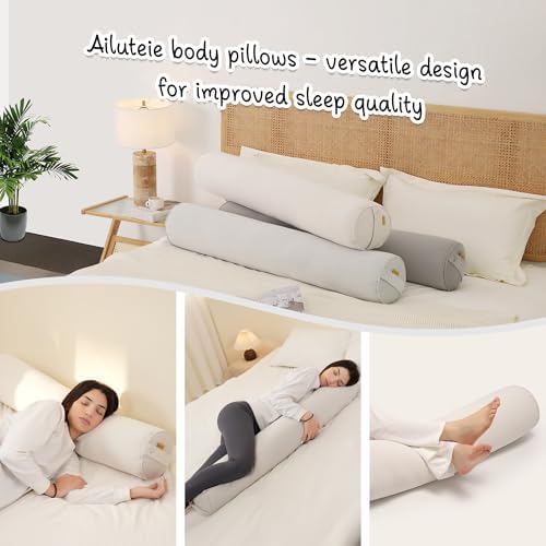 Body Pillow for Adults,Long Round Pillow,Big Cylindrical Pillow,Large Full Bolster Pillows for Side Sleepers (Misty White, 59"*7.87") - Image 6