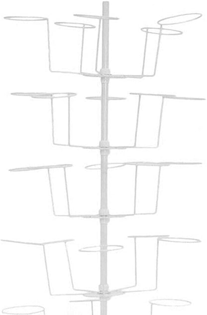 7 Tier Hat Display Metal Stand 35 Holders Cap Display Rotating Rack w/ 4 Wheels (White)