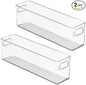 mDesign Plastic Bathroom Organizer - Storage Holder Bin with Handles for Vanity, Cupboard, Cabinet Shelf, Linen or Hallway Closets, Holds Styling Tools, Beauty Products, or Toiletries - 2 Pack - Clear