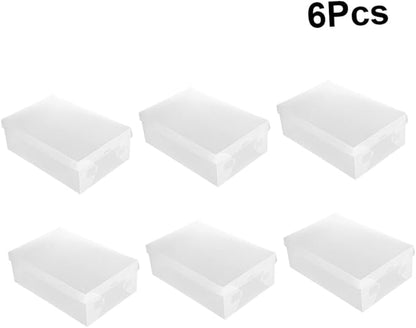 Ipetboom 6PCS Transparent Hinged Shoe Storage Boxes Dustproof Plastic Shoe Containers for Home and Shop Organization