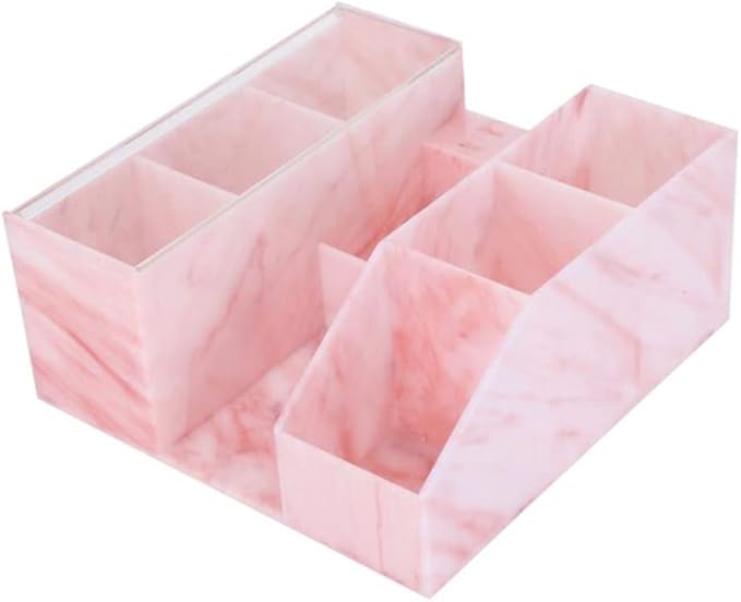 Acrylic Large Capacity Makeup Organizer, Grafting Beauty Extension Supplies Lash Storage Display, Eyelash Storage Case Brush Tweezers Cosmetic Holder (Pink Marble)