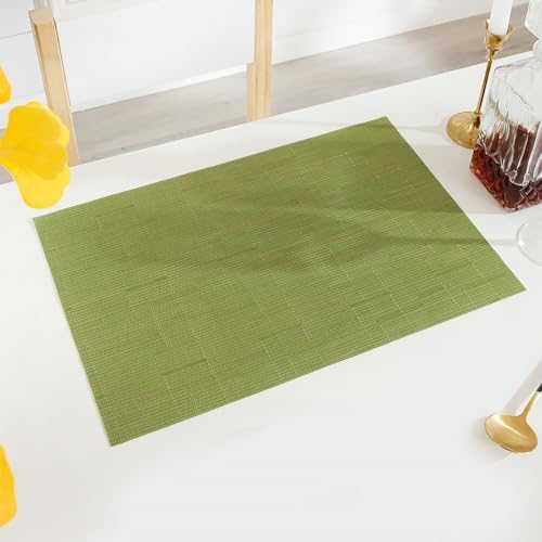 PIGCHCY Elegant Placemats and Table Runner, Washable Durable Plastic, 6pcs Placemats + 1pcs Runner, Sage Green - Image 5