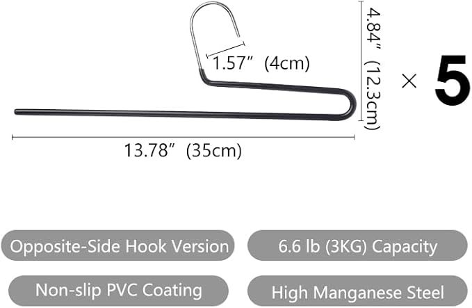 SHIMOYAMA Space Saving Pant Hangers, 5 Pack, Semi-Open Trouser Hanger for Jeans & Pants, Single Rod Closet Organizer for Slacks, Khakis (Black)